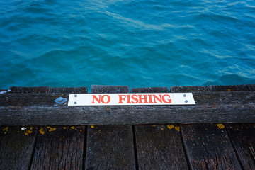 "No fishing" sign