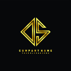 OS initial letter luxury gold line logo