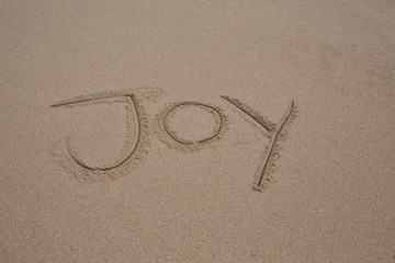 Word Joy Written In the Sand