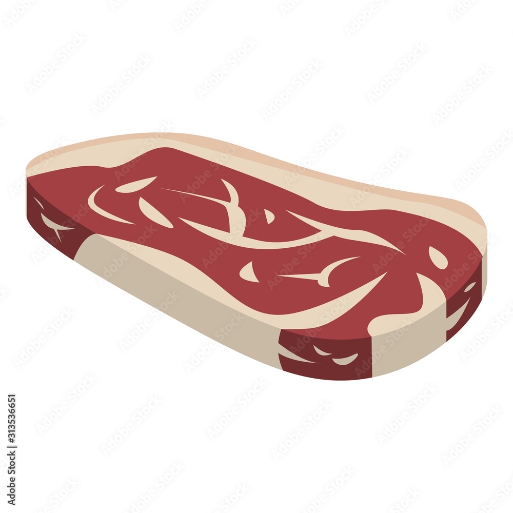 Poster raw steak icon. isometric of raw steak vector icon for web design isolated on white background