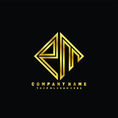 PM initial letter luxury gold line logo