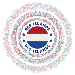 Naklejka premium BES islands symbol. Radiant country flag with colorful rays. Shiny sunburst with BES islands flag. Superb vector illustration.