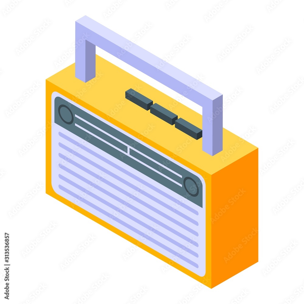 Poster portable radio icon. isometric of portable radio vector icon for web design isolated on white backgr