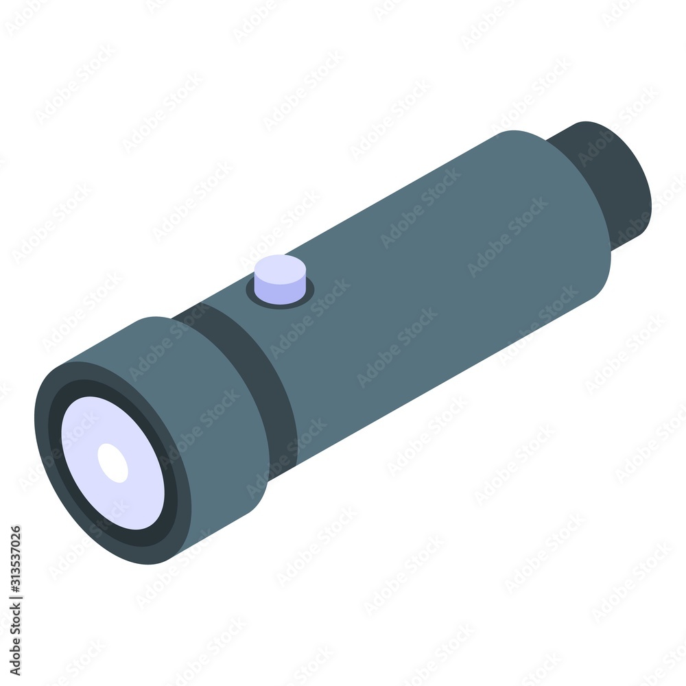 Poster flashlight icon. isometric of flashlight vector icon for web design isolated on white background