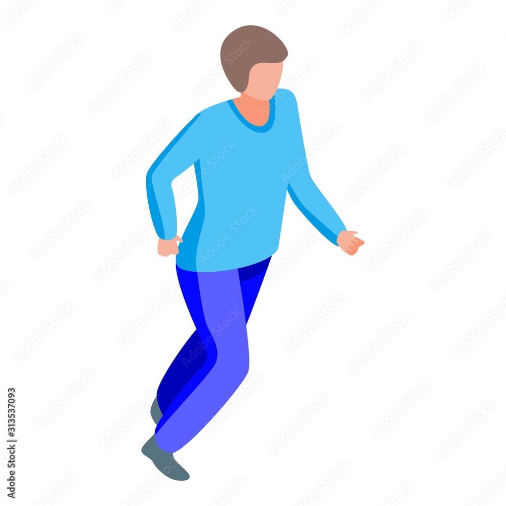 Poster running man tornado icon. isometric of running man tornado vector icon for web design isolated on wh