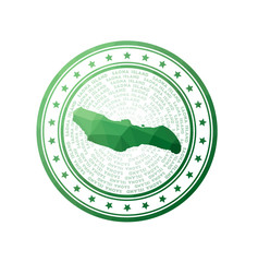 Flat low poly stamp of Saona Island. Polygonal Saona Island badge. Trendy vector logo of the island.