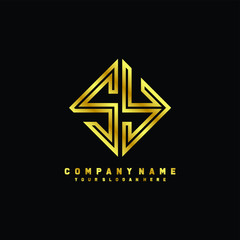 Fototapeta premium SY initial letter luxury gold line logo