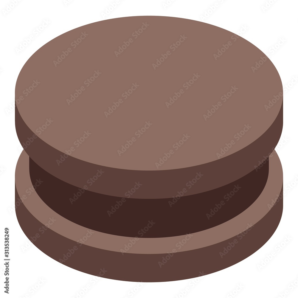 Poster chocolate cookie icon. isometric of chocolate cookie vector icon for web design isolated on white ba