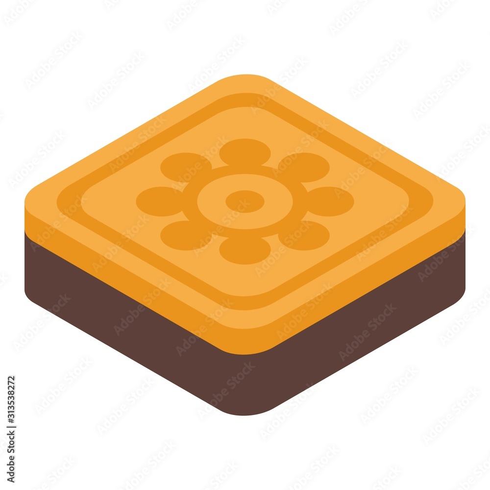 Aufkleber square cream cookie icon. isometric of square cream cookie vector icon for web design isolated on wh