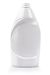White open plastic bottle for liquid detergent, isolated on white