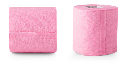 colored toilet paper roll isolated on white