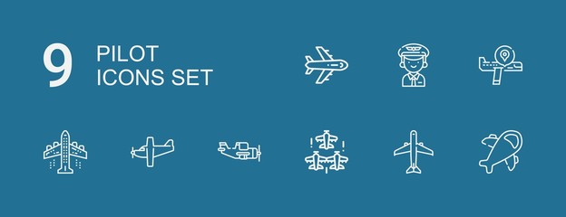 Naklejka premium Editable 9 pilot icons for web and mobile