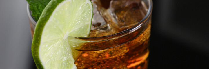 cocktail with cola and mint