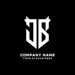 JB Initial letter Shield vector Logo Template Illustration Design, black and white color
