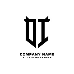 OI Initial letter Shield vector Logo Template Illustration Design, black and white color