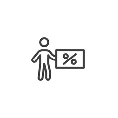 Man and percentage line icon. linear style sign for mobile concept and web design. Paying taxes outline vector icon. Symbol, logo illustration. Vector graphics