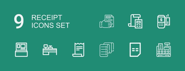 Editable 9 receipt icons for web and mobile