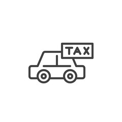 Car tax line icon. linear style sign for mobile concept and web design. Automobile taxation outline vector icon. Symbol, logo illustration. Vector graphics