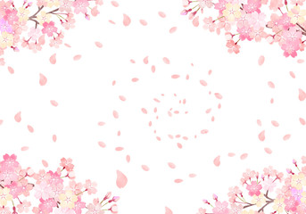 水彩　手描き風　桜　背景イラスト　02