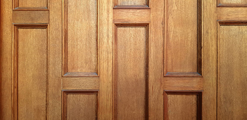 Brown wooden door or window for background. Art wall or wallpaper, exterior design for part of house  concept and Human made.
