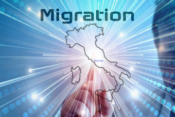 Landkarte von Italien und die Zuwanderung