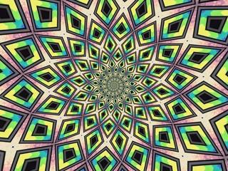 Colorful digital graphic kaleidoscope symmetry mandala style in laser light sunray trial pattern, Tie Dye , spiderweb art abstract background for art projects, banner, business,   card, 3D, template