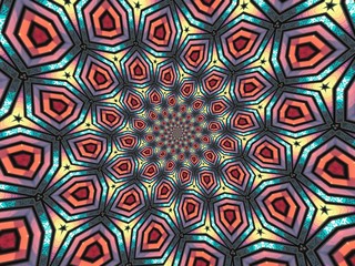 Colorful digital graphic kaleidoscope symmetry mandala style in laser light sunray trial pattern, Tie Dye , spiderweb art abstract background for art projects, banner, business,   card, 3D, template