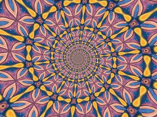 Colorful digital graphic kaleidoscope symmetry mandala style in laser light sunray trial pattern, Tie Dye , spiderweb art abstract background for art projects, banner, business,   card, 3D, template