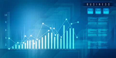 2d rendering Stock market online business concept. business Graph 