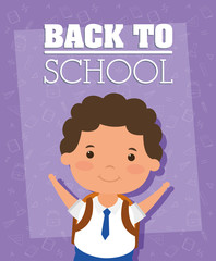 back to school card with student boy