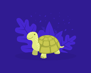 Cute Turtle, Cheerful Tortoise Reptile Animal Cartoon Vector illustration