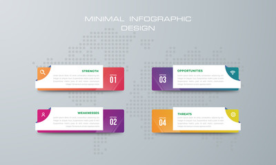 Info graphic template with 4 options, workflow, process chart,  , diagram, annual report, web design, steps or processes. - Vector