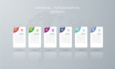 Info graphic template with 6 options, workflow, process chart, diagram, annual report, web design, steps or processes. - Vector