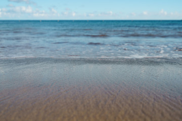 The beauty of very clean Atlantic ocean water in Gran Canaria island. Concepts of vacations and touristic mood.