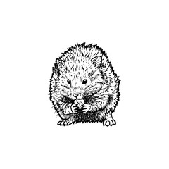 Hand drawn hamster. Vector black white sketch.
