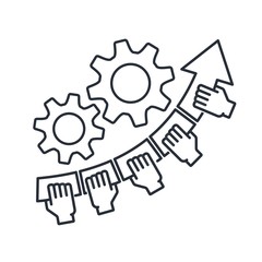 Process. Teamwork. Vector image on a white background.