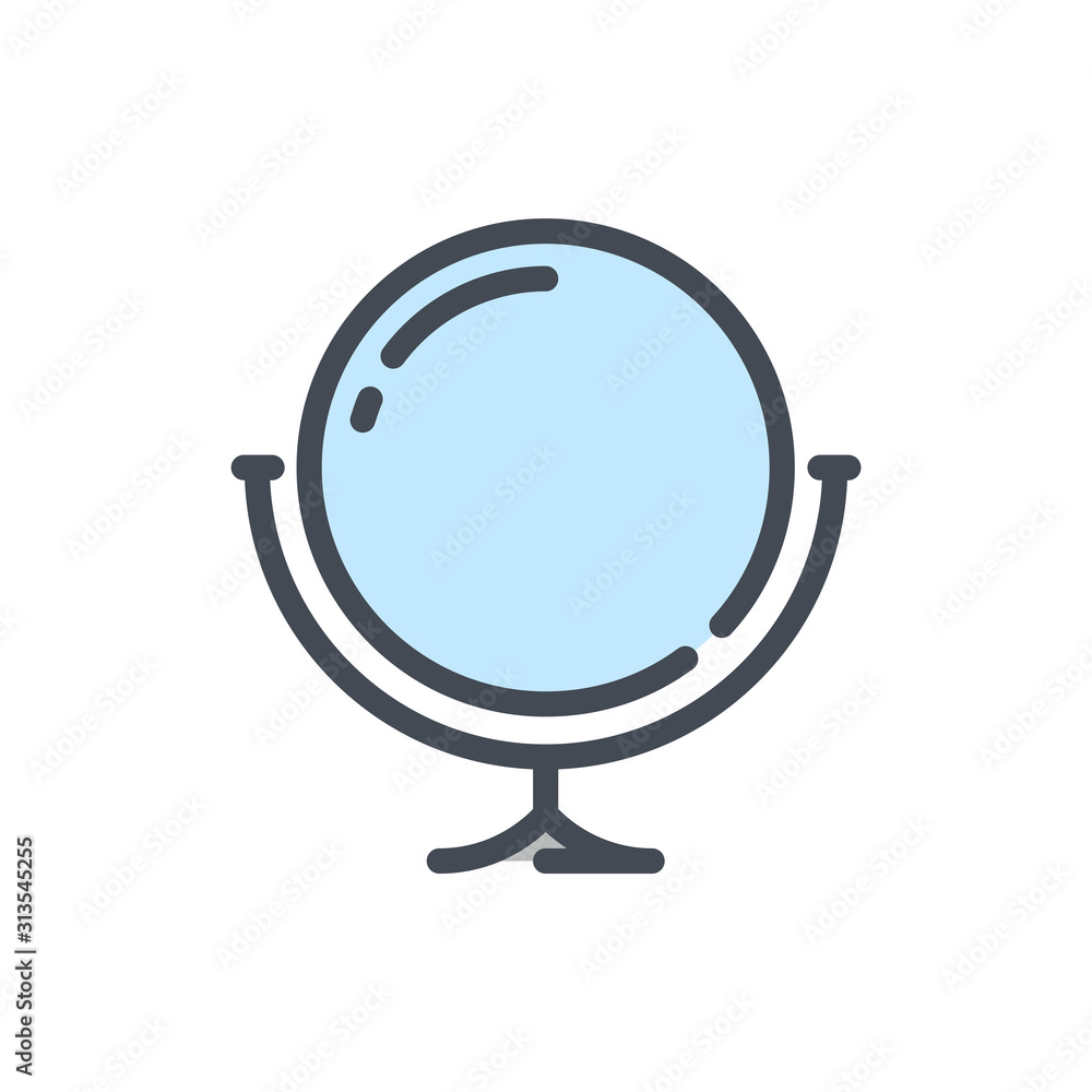 Poster table mirror color line icon. double sided make up mirror vector outline colorful sign.