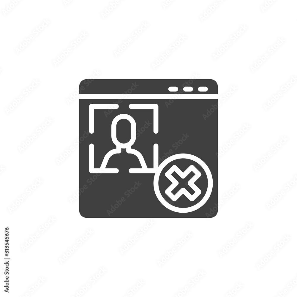 Poster account verification rejected vector icon. filled flat sign for mobile concept and web design. websi