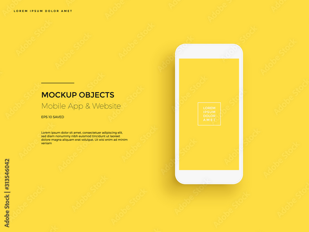 Wall mural realistic smartphone mockup. cellphone frame with blank display. vector mobile device concept