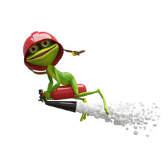 3D Illustration of a Frog on a Fire Extinguisher