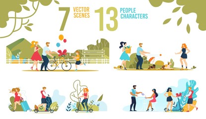 Happy People and Families Characters Scenes Set