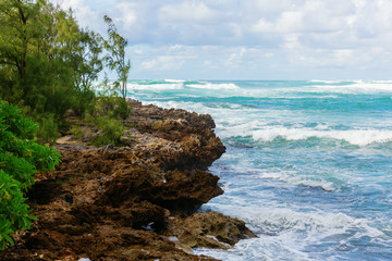 rocky coast at Turtle Beach on Oahu, Hawaii