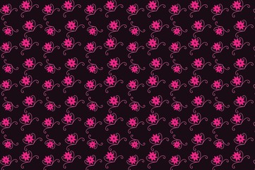 Fototapeta na wymiar pink floral pattern on Black background for print fabrics 