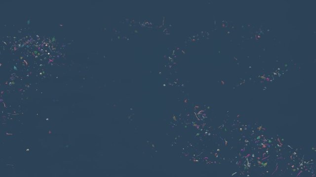 plastic pollution, micro plastic particle and nurdles contamination in ocean water, 4k