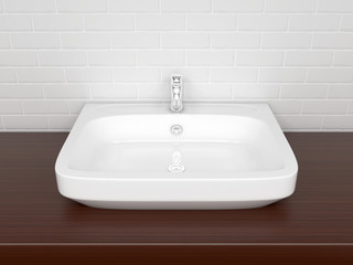 Bathroom basin with faucet. Interior design