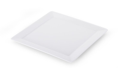 empty white plate isolated on white background