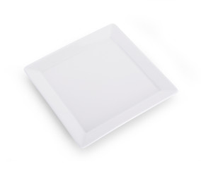 empty white plate isolated on white background