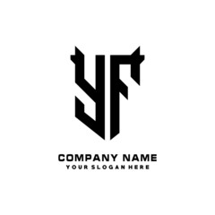 YF Initial letter Shield vector Logo Template Illustration Design, black and white color
