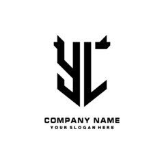 YL Initial letter Shield vector Logo Template Illustration Design, black and white color