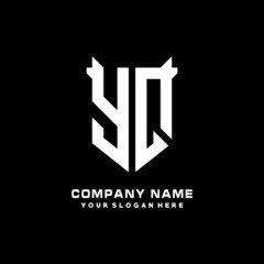YQ Initial letter Shield vector Logo Template Illustration Design, black and white color
